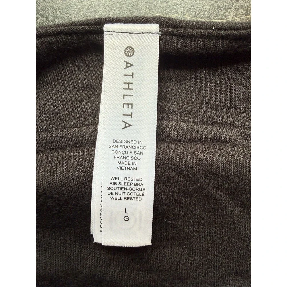 ATHLETA Well Rested Rib Sleep Bra Large Black Pullover Adjustable Straps Soft - Picture 3 of 6
